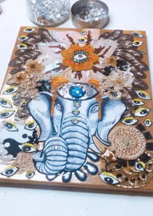 CANVAS Ganesh Golden Love