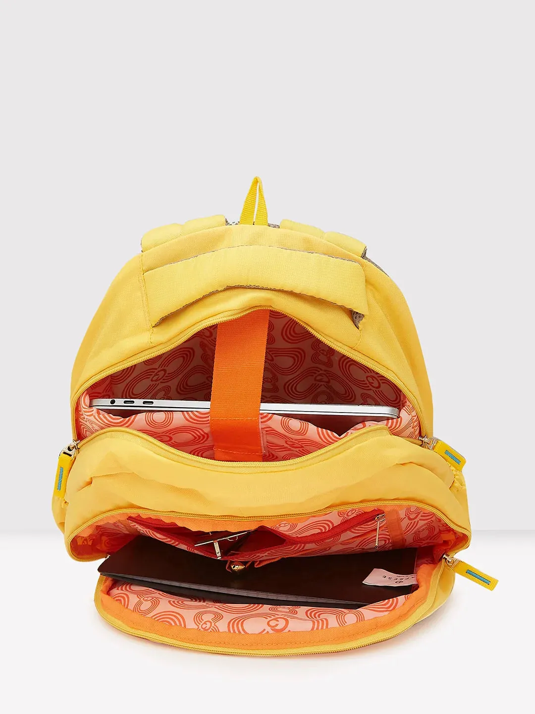 Caprese Xenia Large Yellow School Laptop Backpack