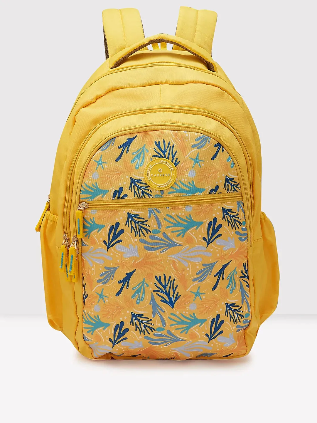 Caprese Xenia Large Yellow School Laptop Backpack