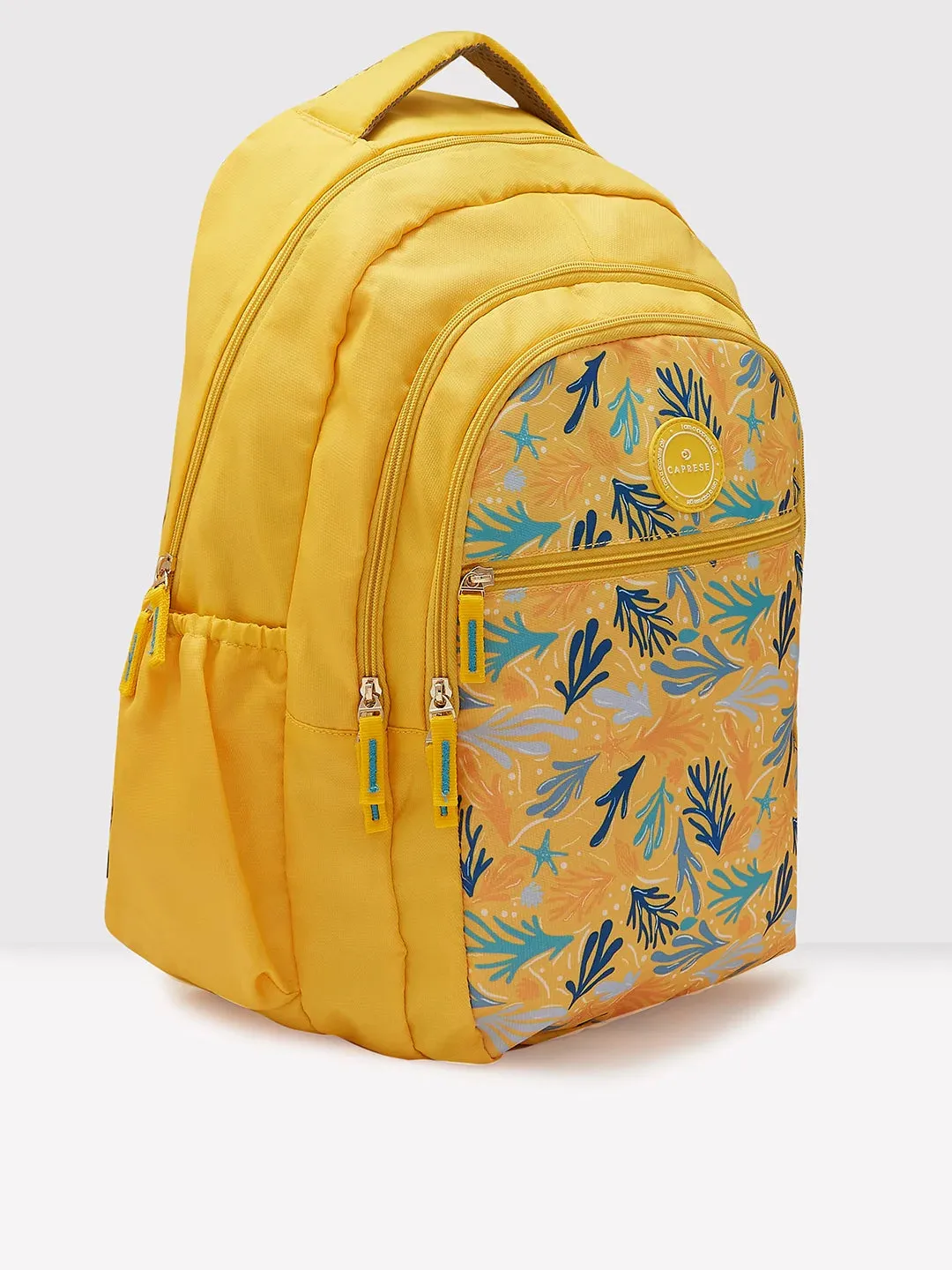 Caprese Xenia Large Yellow School Laptop Backpack