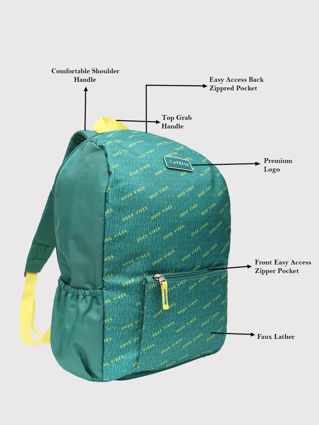 Caprese Zoe Large Sage Green Laptop Backpack
