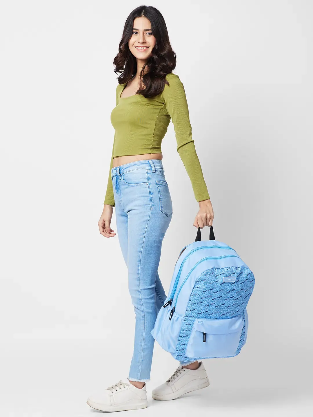 Caprese Zoe X Large Light Blue Laptop Backpack