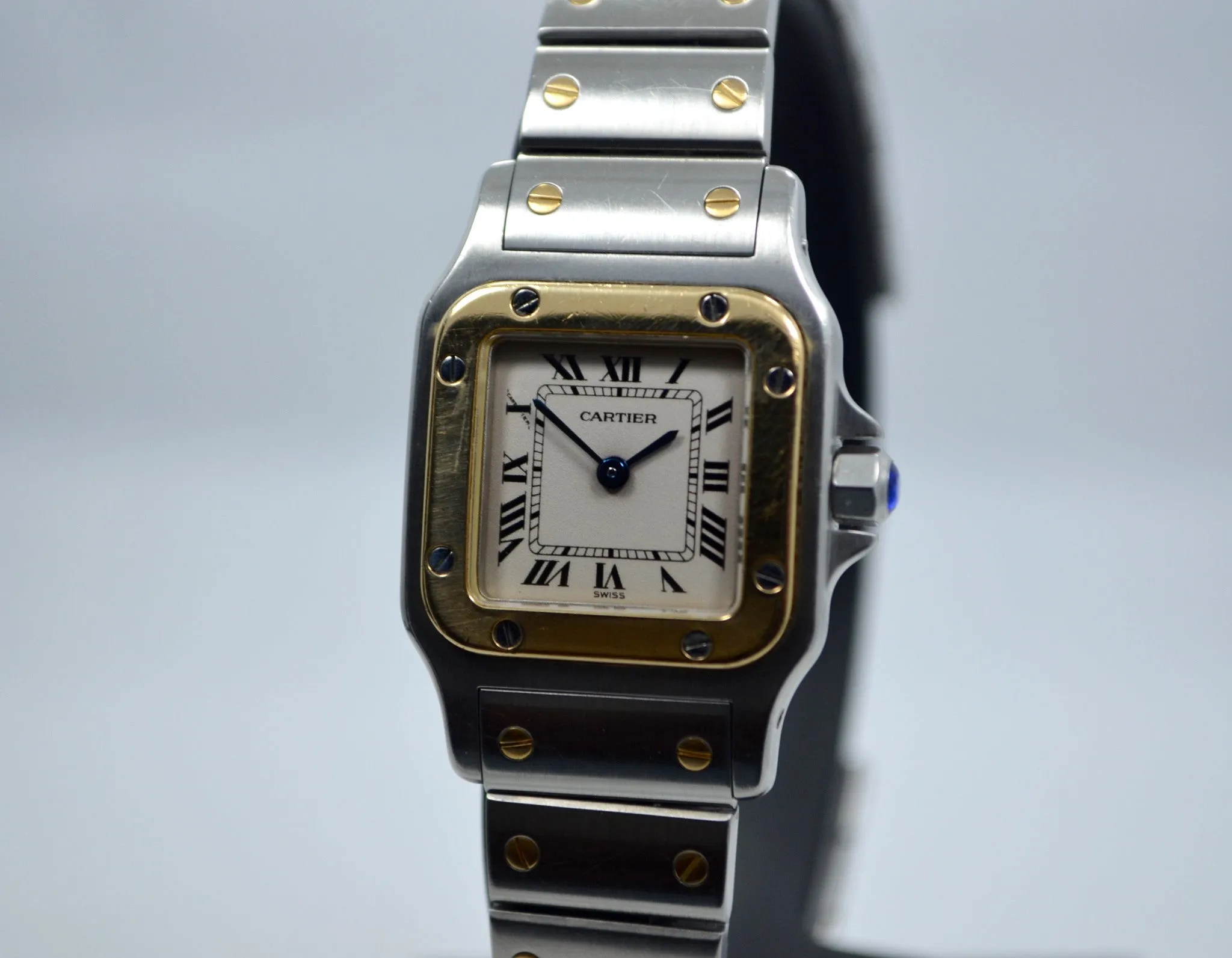 Cartier Two Tone Santos Steel 18K Gold Ladies 1567 Quartz 23mm Wristwatch