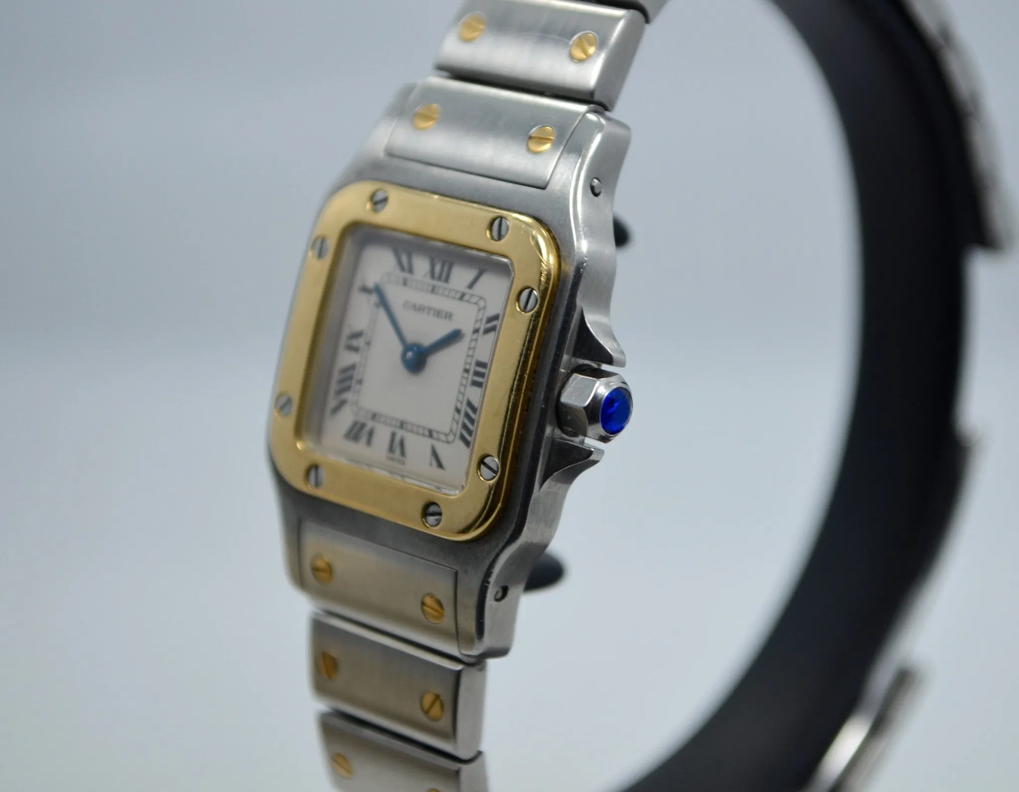 Cartier Two Tone Santos Steel 18K Gold Ladies 1567 Quartz 23mm Wristwatch