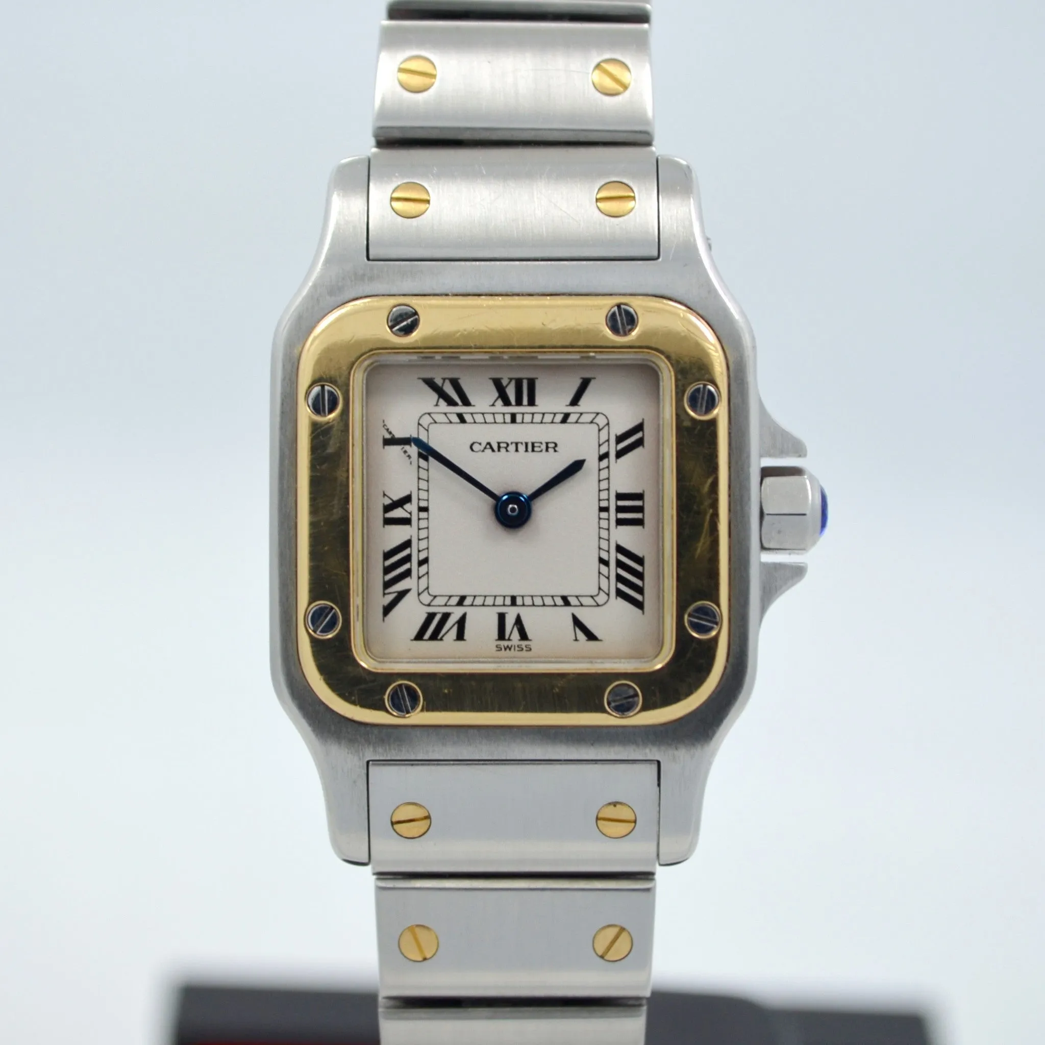 Cartier Two Tone Santos Steel 18K Gold Ladies 1567 Quartz 23mm Wristwatch
