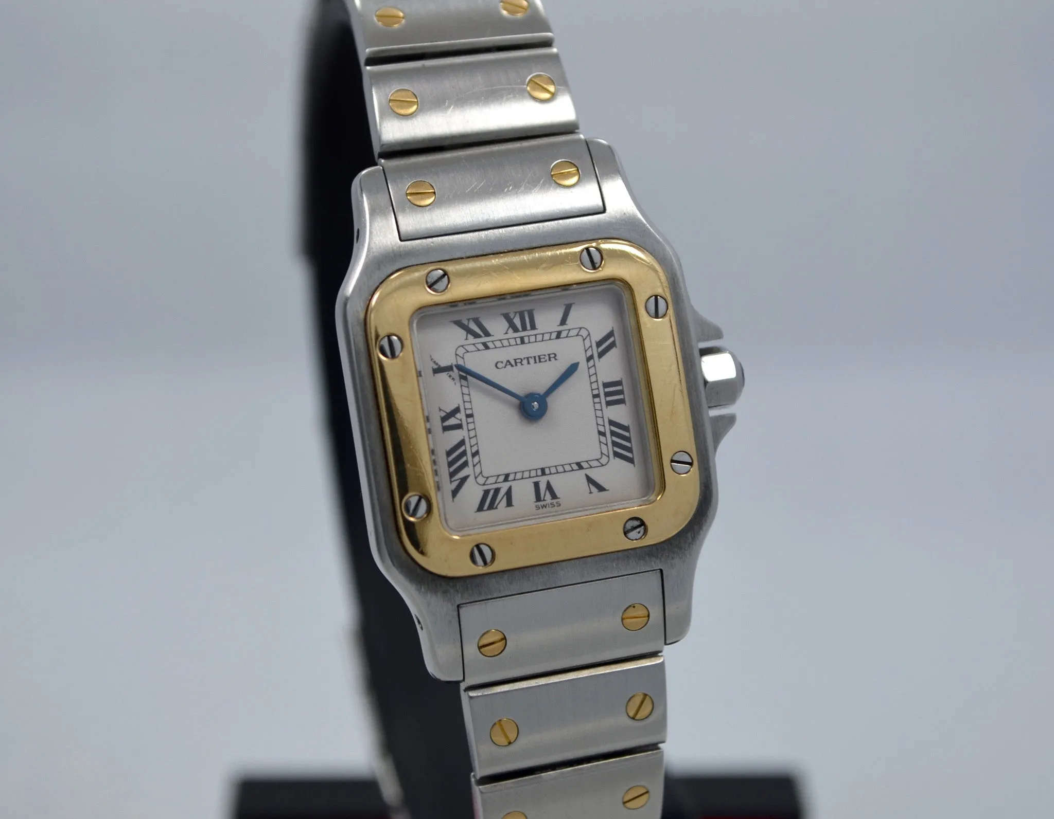 Cartier Two Tone Santos Steel 18K Gold Ladies 1567 Quartz 23mm Wristwatch
