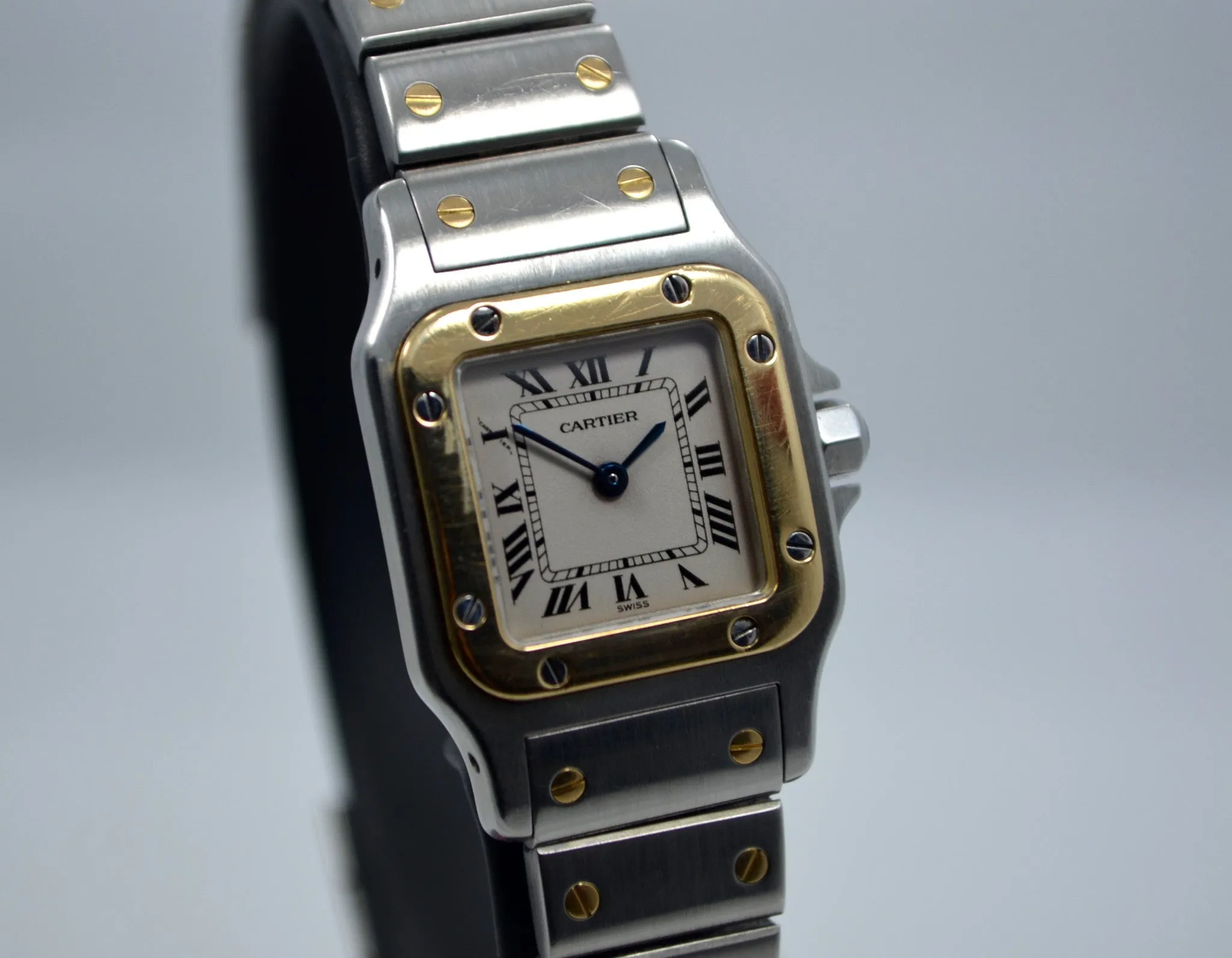 Cartier Two Tone Santos Steel 18K Gold Ladies 1567 Quartz 23mm Wristwatch