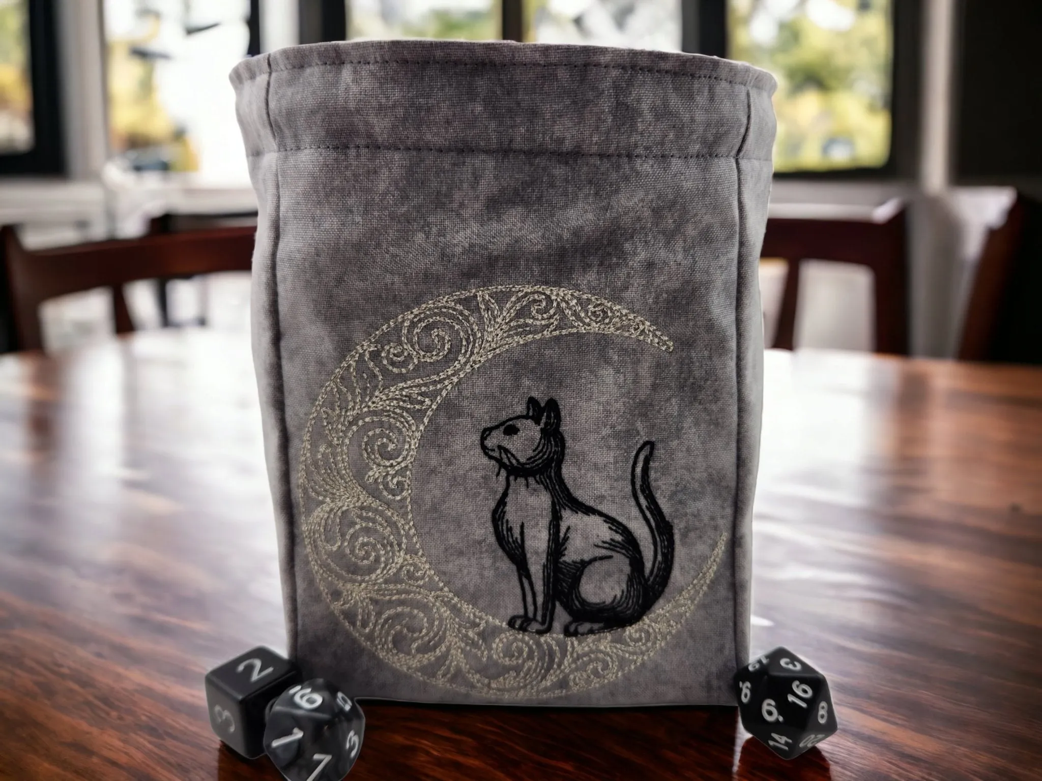 Cat and Moon Dice Bag
