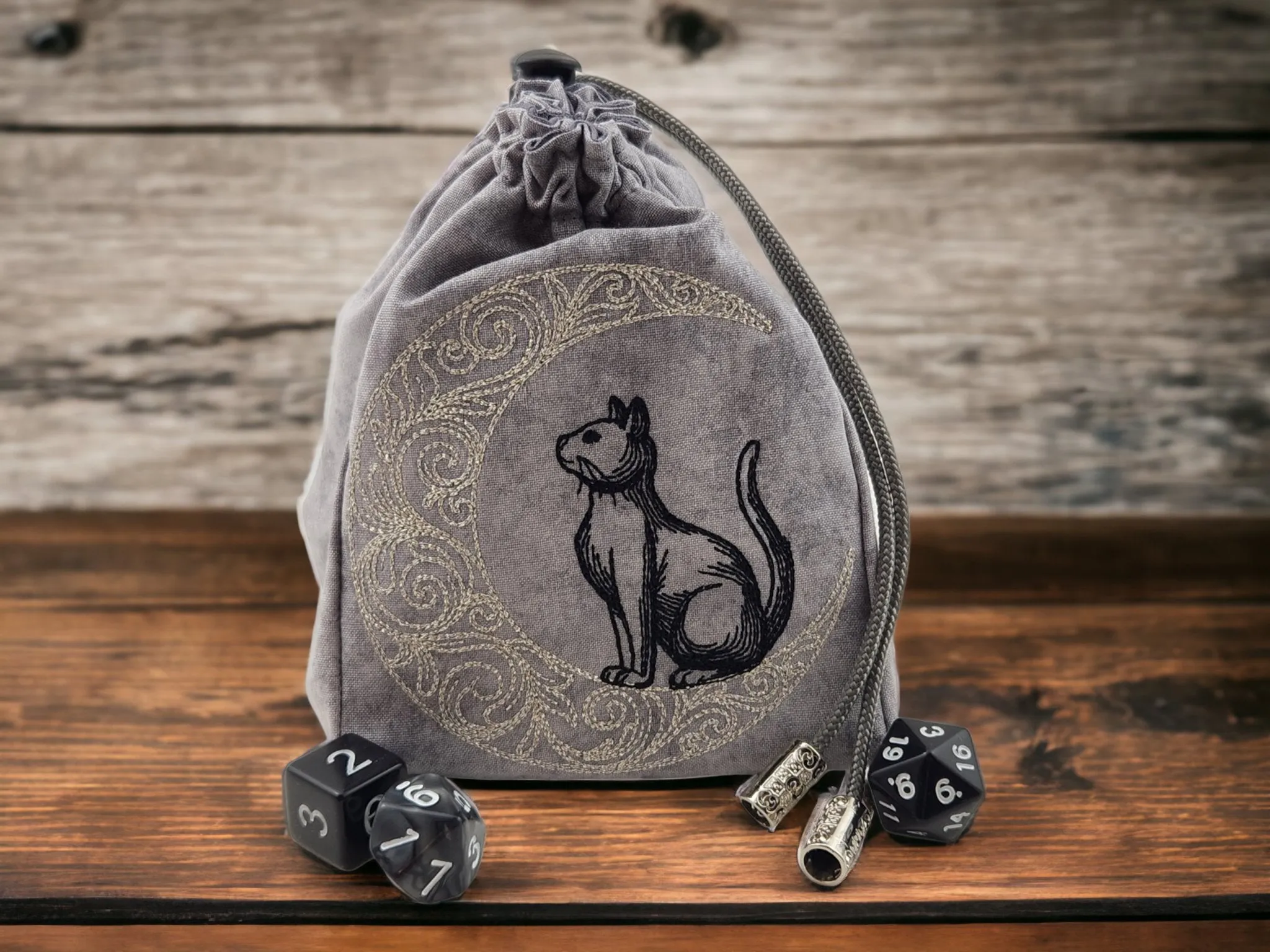 Cat and Moon Dice Bag