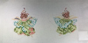 CBK Needlepoint 136 Star Angel Tree Topper Green
