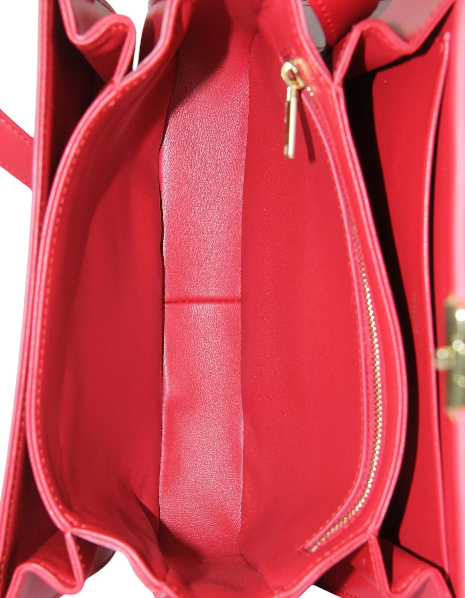 Celine Red Shiny Calfskin Classique Triomphe Bag