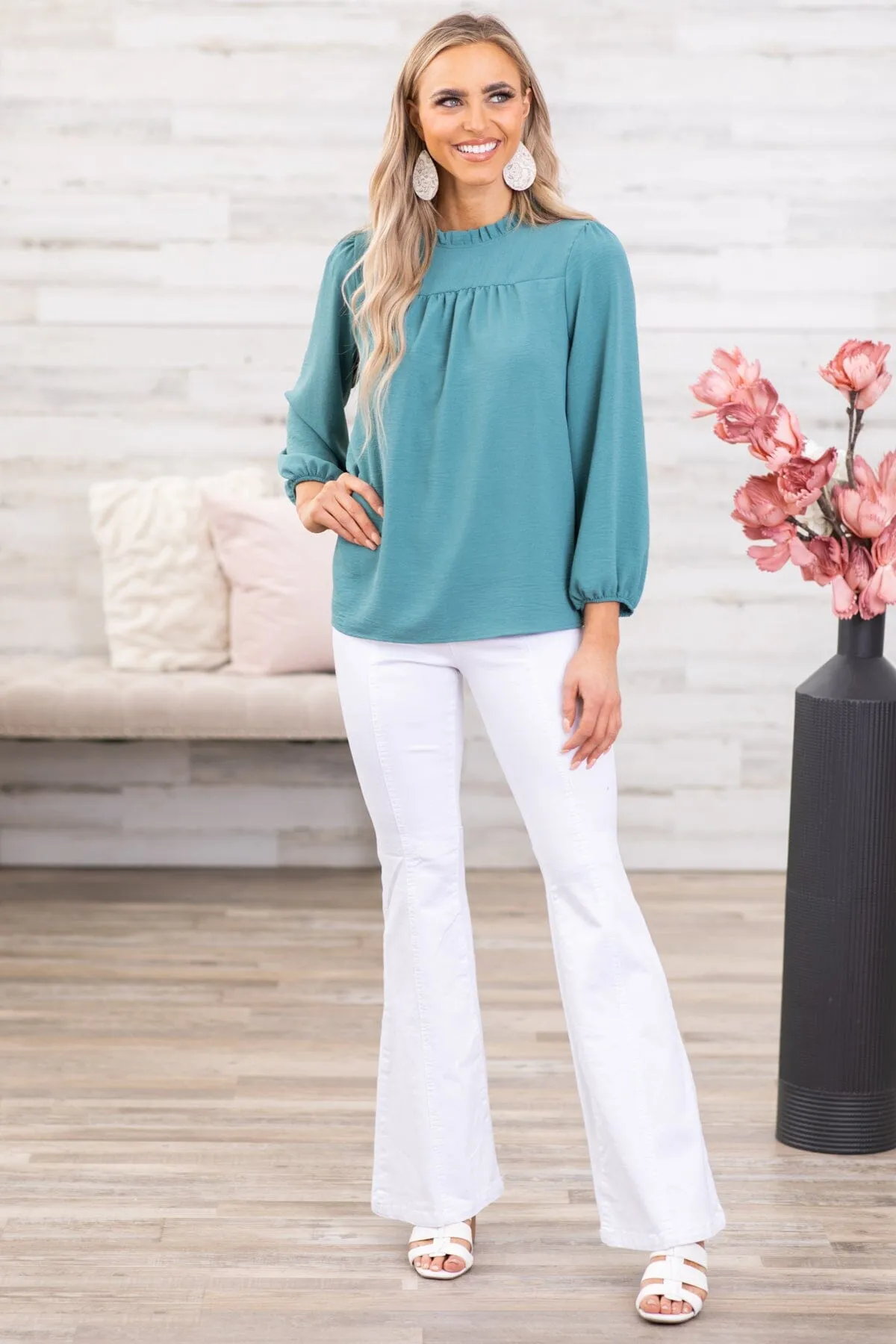 Cello White Pull On Front Seam Flare Jeans
