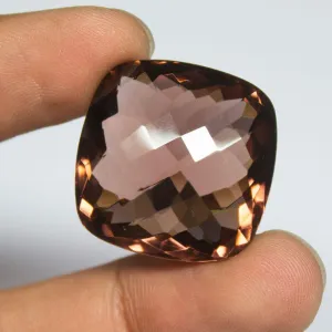Champagne Quartz Cushion Checker Cut Loose Gemstone, 25x25x14mm, 54ct aprrox