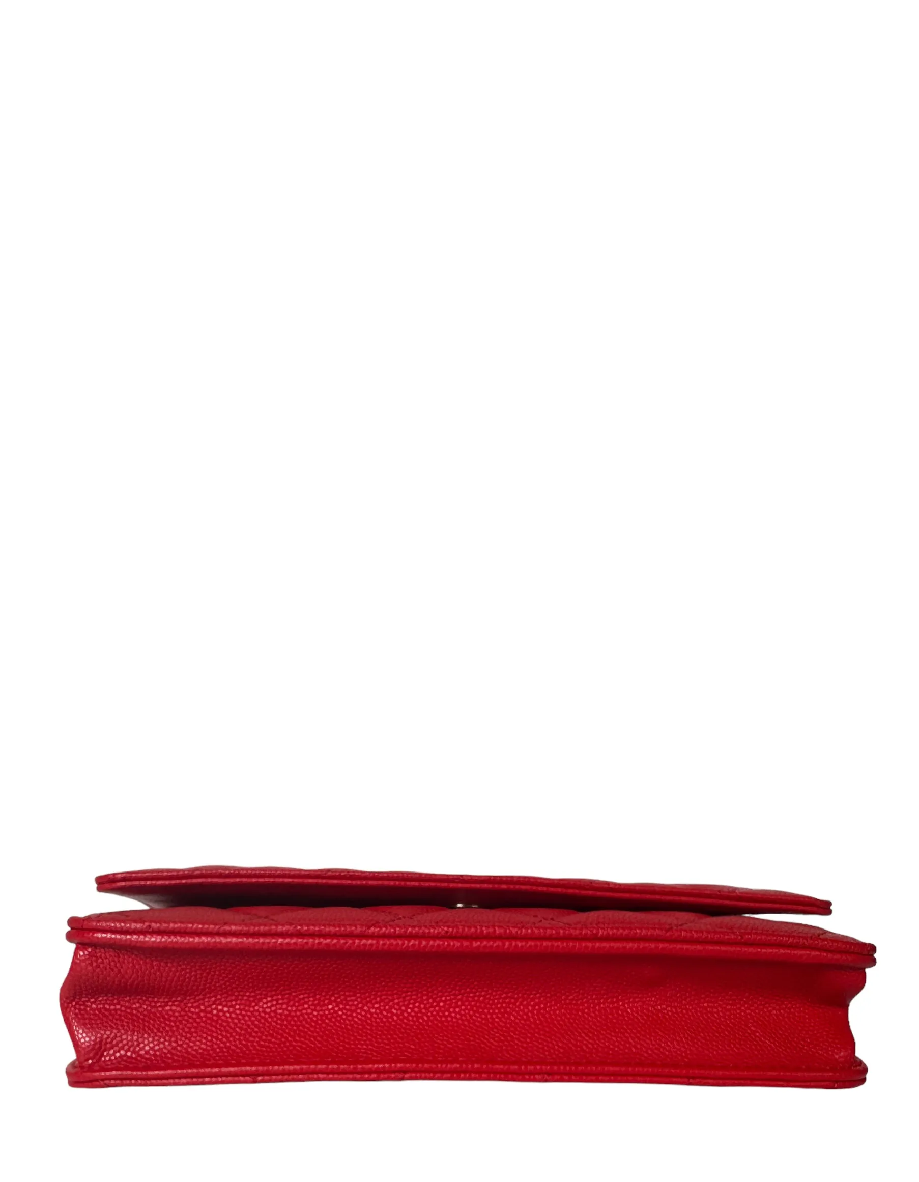 Chanel 2022 NEW Red Quilted Caviar Leather Wallet On Chain WOC Crossbody Bag