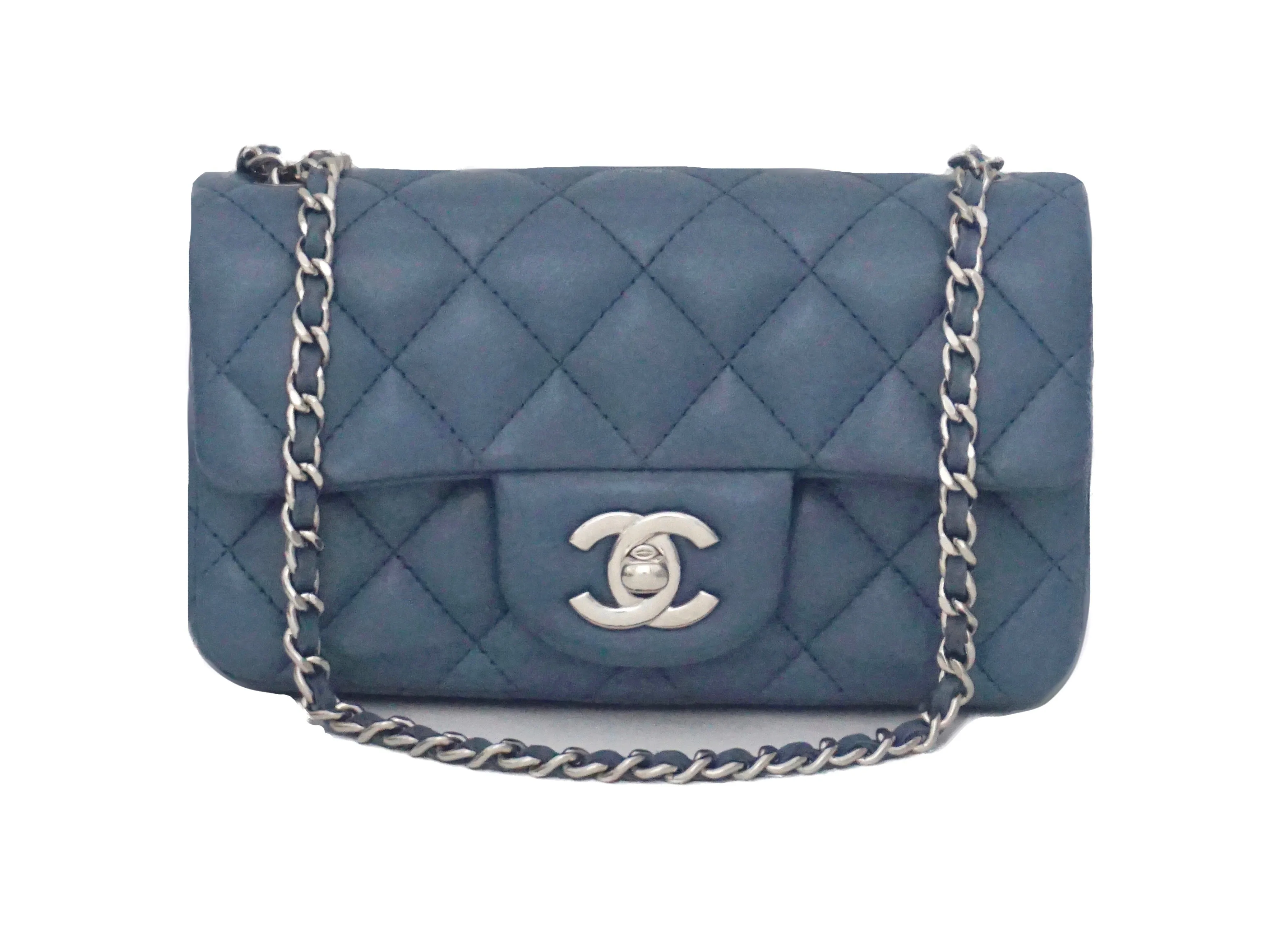 Chanel Blue Quilted Lambskin Mini Flap Bag
