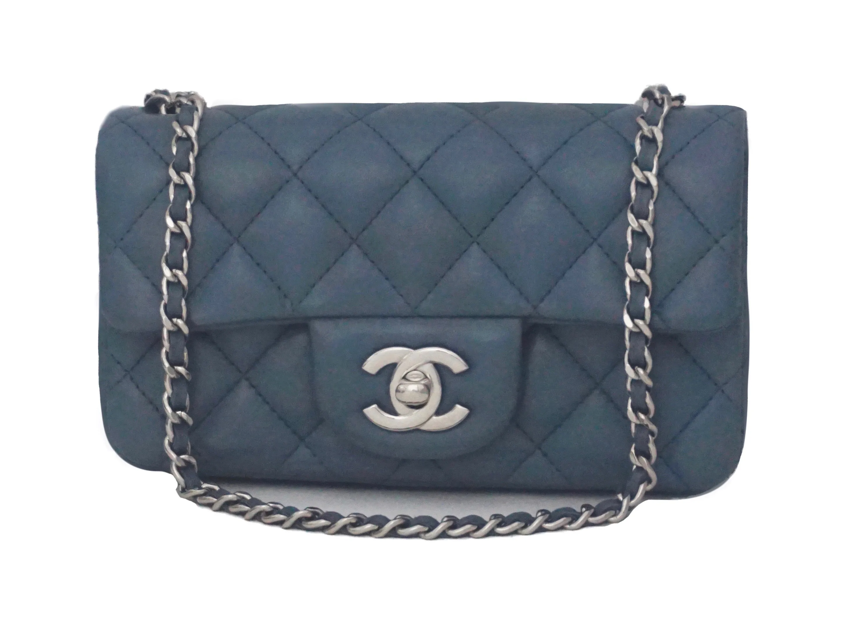Chanel Blue Quilted Lambskin Mini Flap Bag
