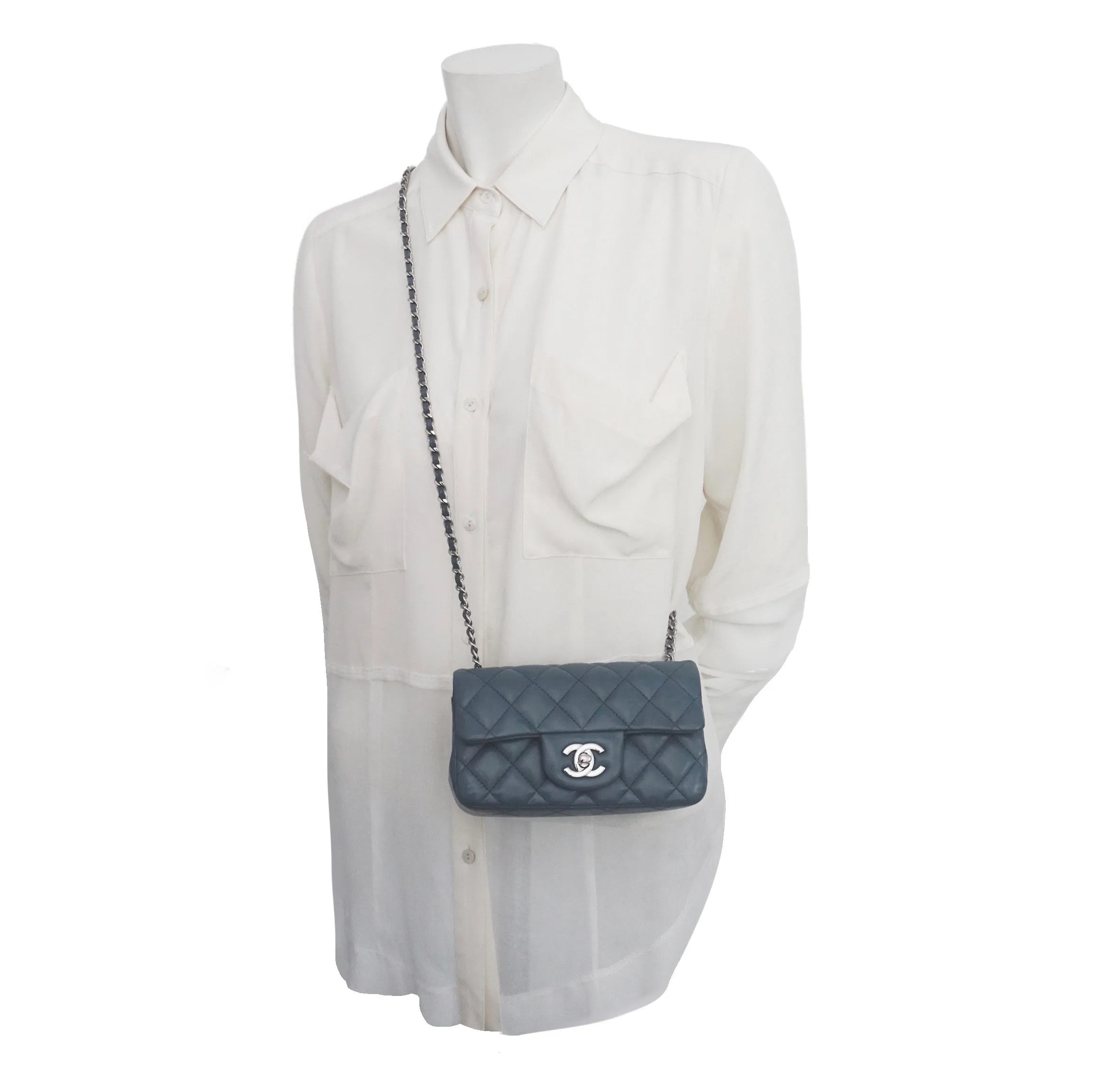 Chanel Blue Quilted Lambskin Mini Flap Bag