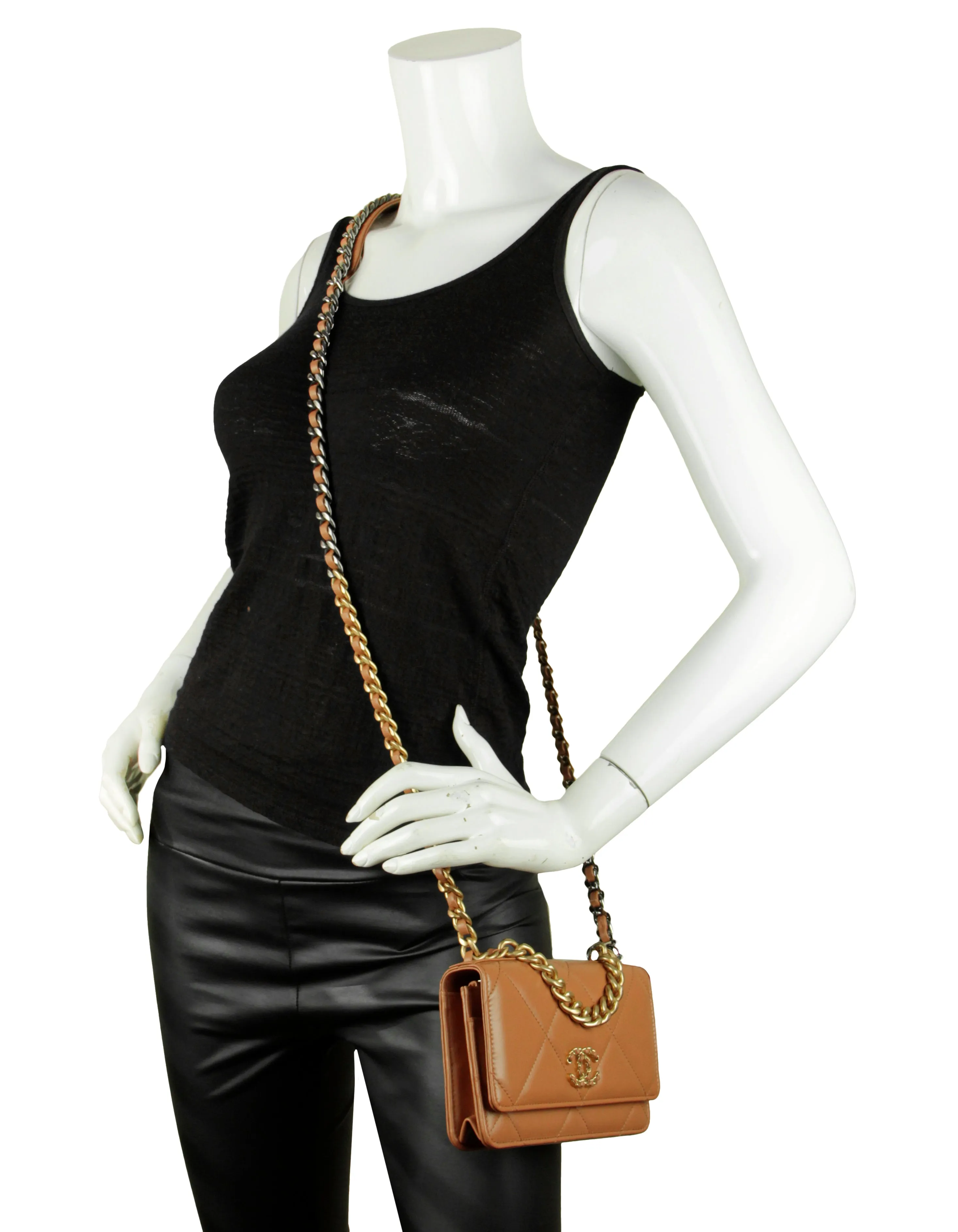 Chanel Brown Quilted 19 WOC Crossbody Bag