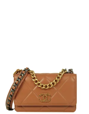 Chanel Brown Quilted 19 WOC Crossbody Bag