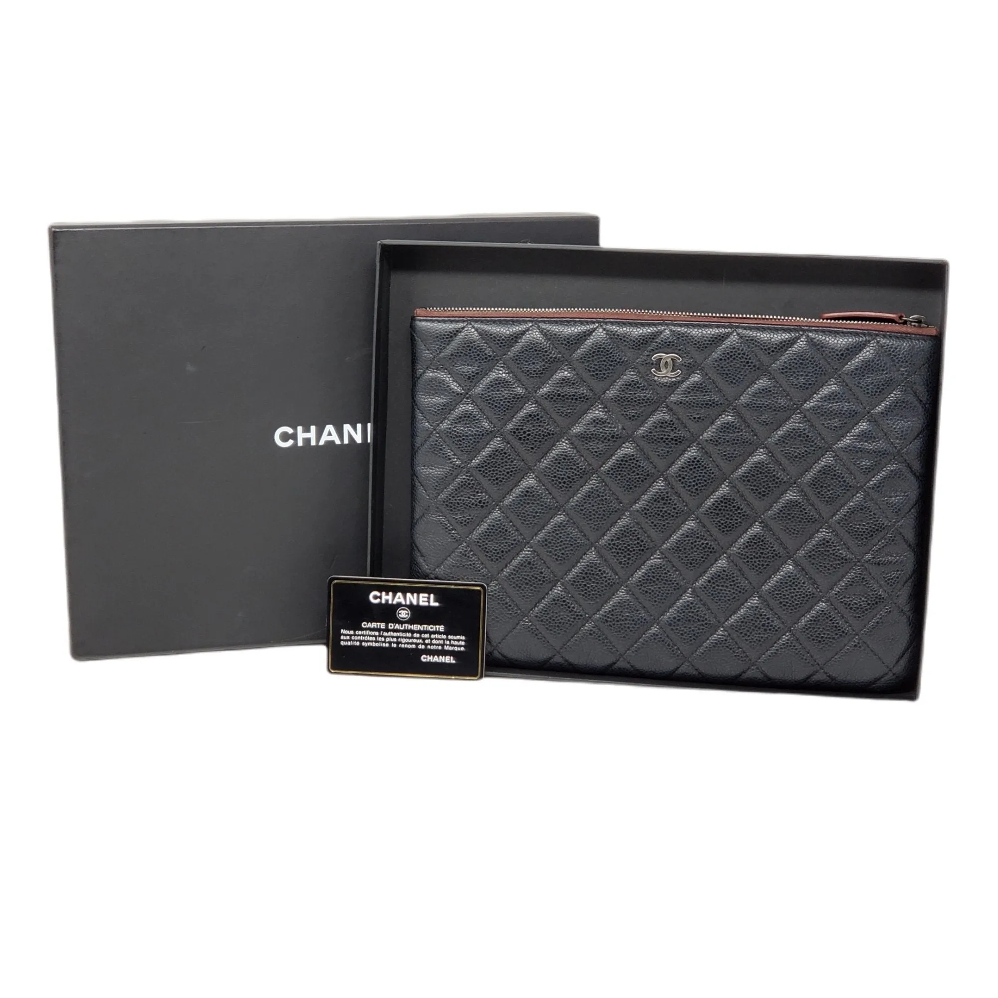 Chanel CC Caviar Quilted Cosmetic / Clutch Bag