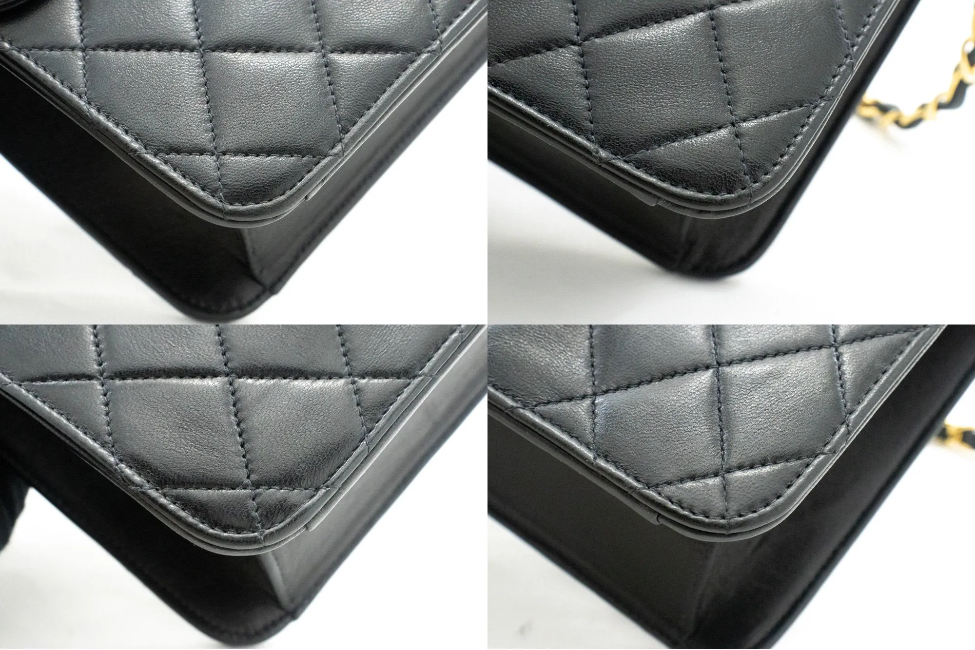 CHANEL Chain Shoulder Bag Clutch Black Quilted Flap Lambskin Purse k11