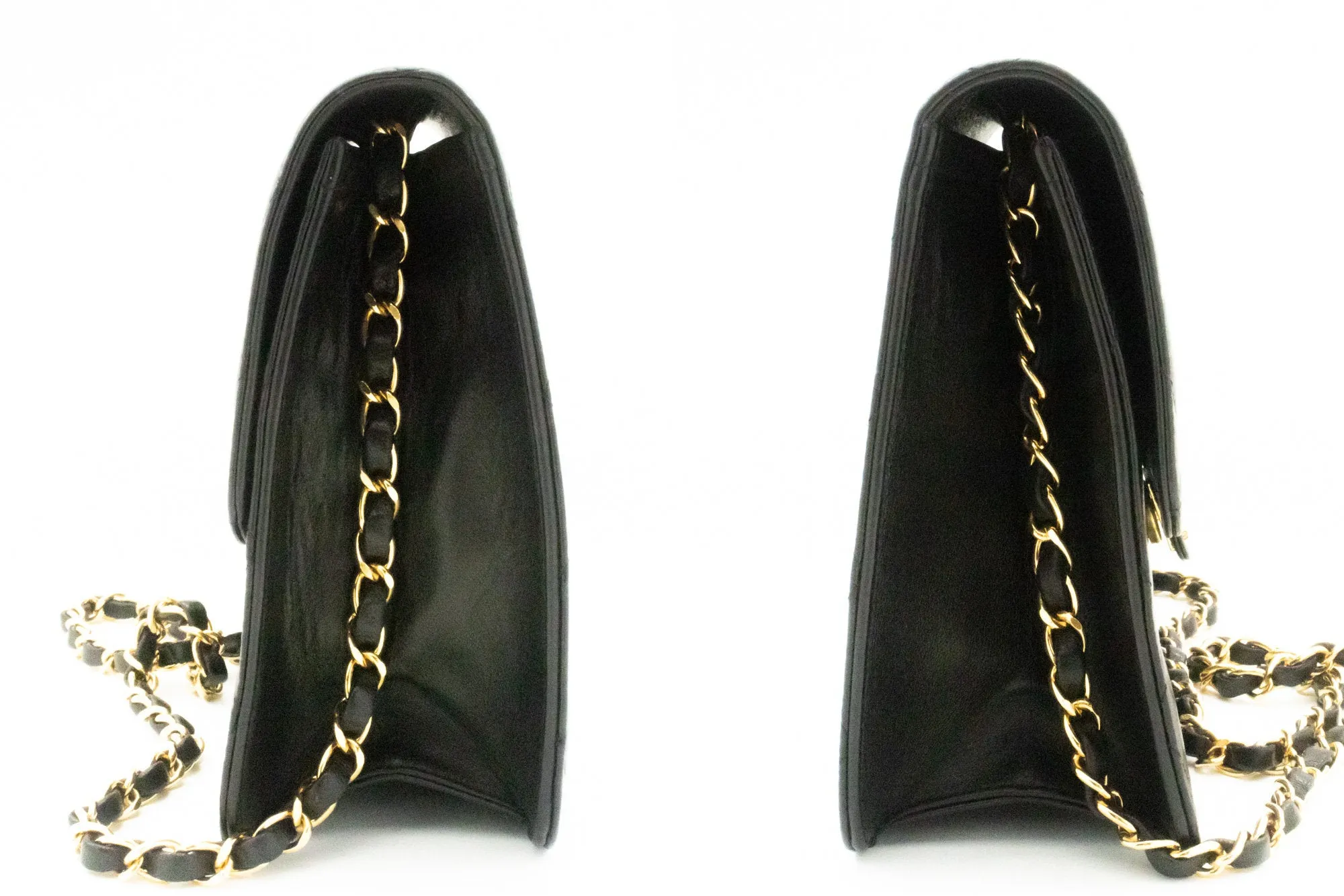 CHANEL Chain Shoulder Bag Clutch Black Quilted Flap Lambskin Purse k36