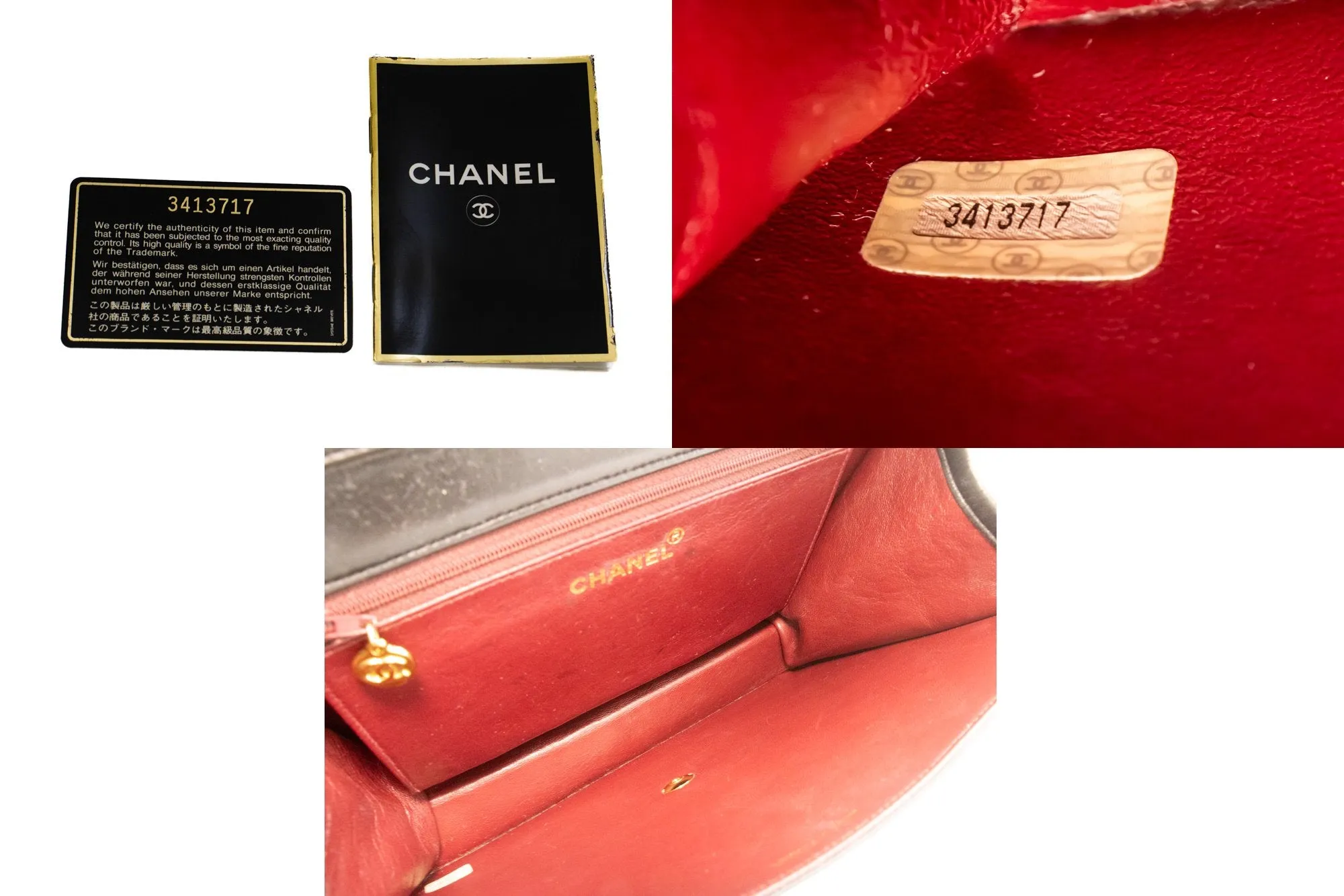 CHANEL Chain Shoulder Bag Clutch Black Quilted Flap Lambskin Purse n32