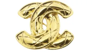 CHANEL | Coco Mark Quilted Brooch | Gold