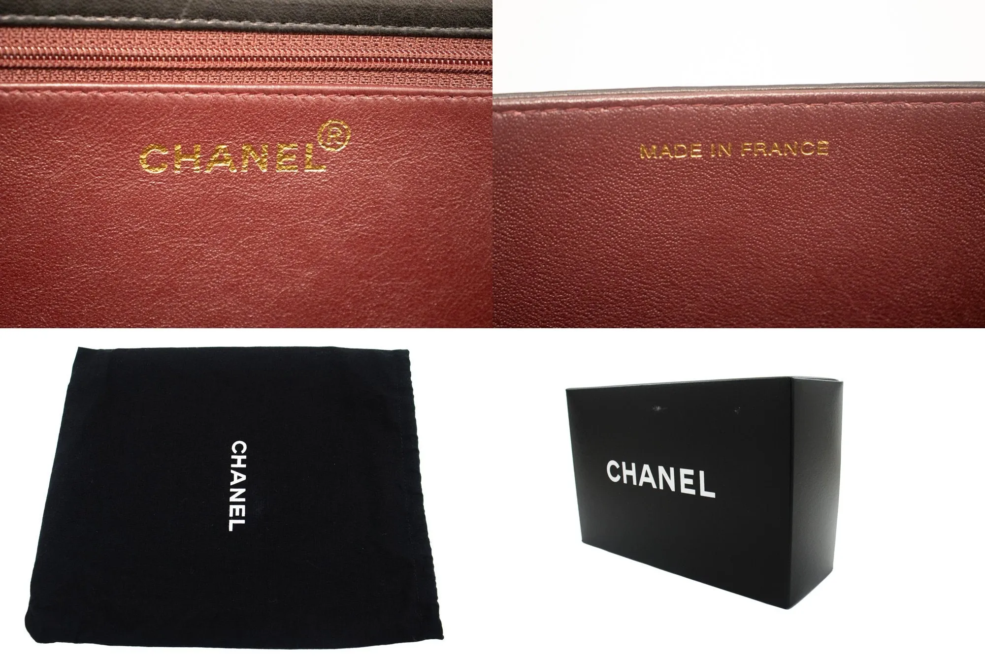 CHANEL Full Flap Chain Shoulder Bag Clutch Black Quilted Lambskin L45