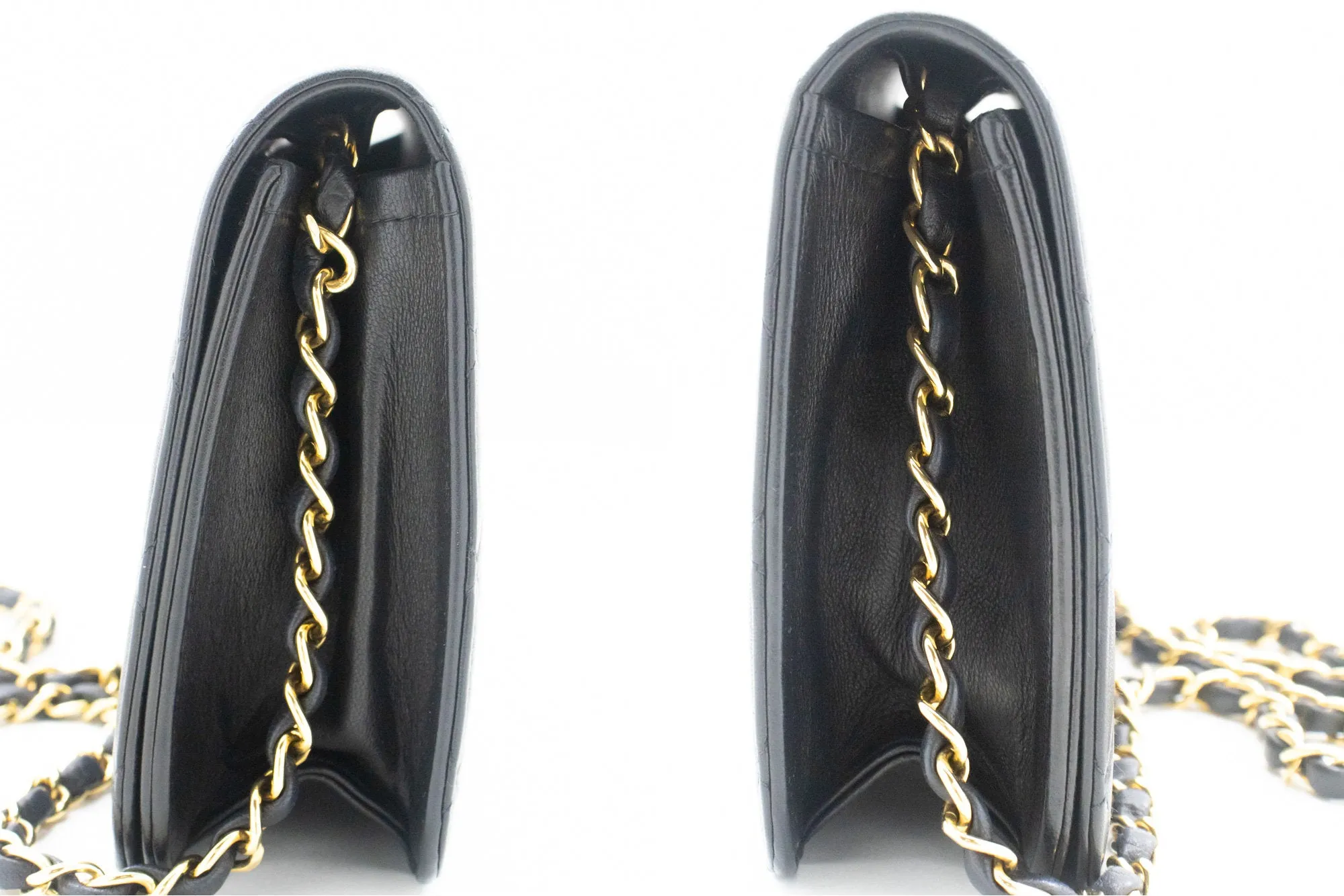 CHANEL Full Flap Chain Shoulder Bag Clutch Black Quilted Lambskin m06