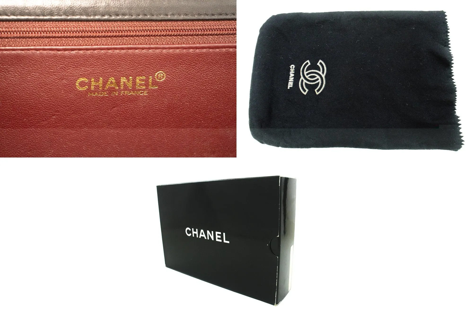 CHANEL Full Flap Chain Shoulder Bag Clutch Black Quilted Lambskin m62