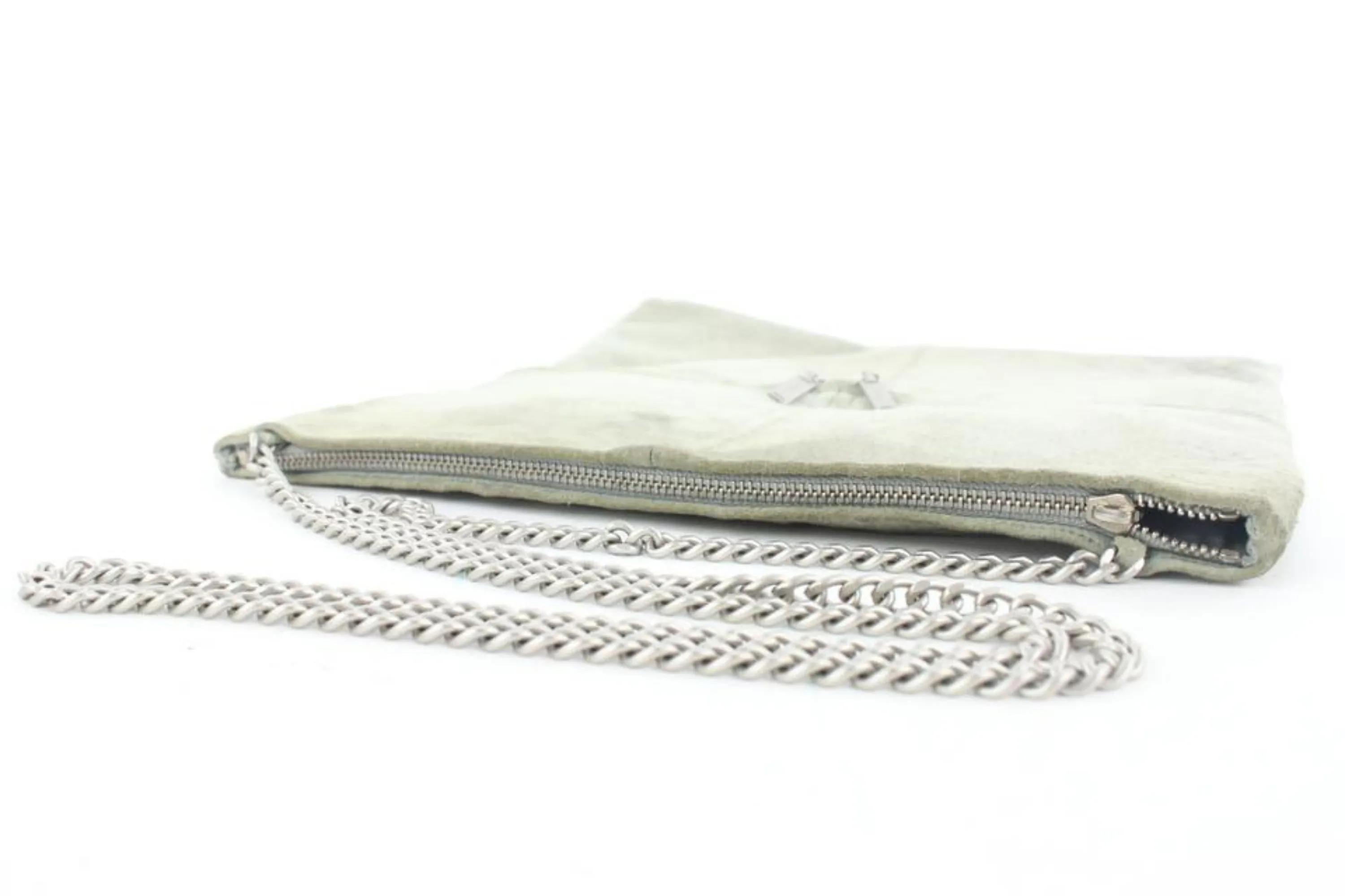 Chanel Grey Suede Flat Chain Crossbody Bag 1c815a