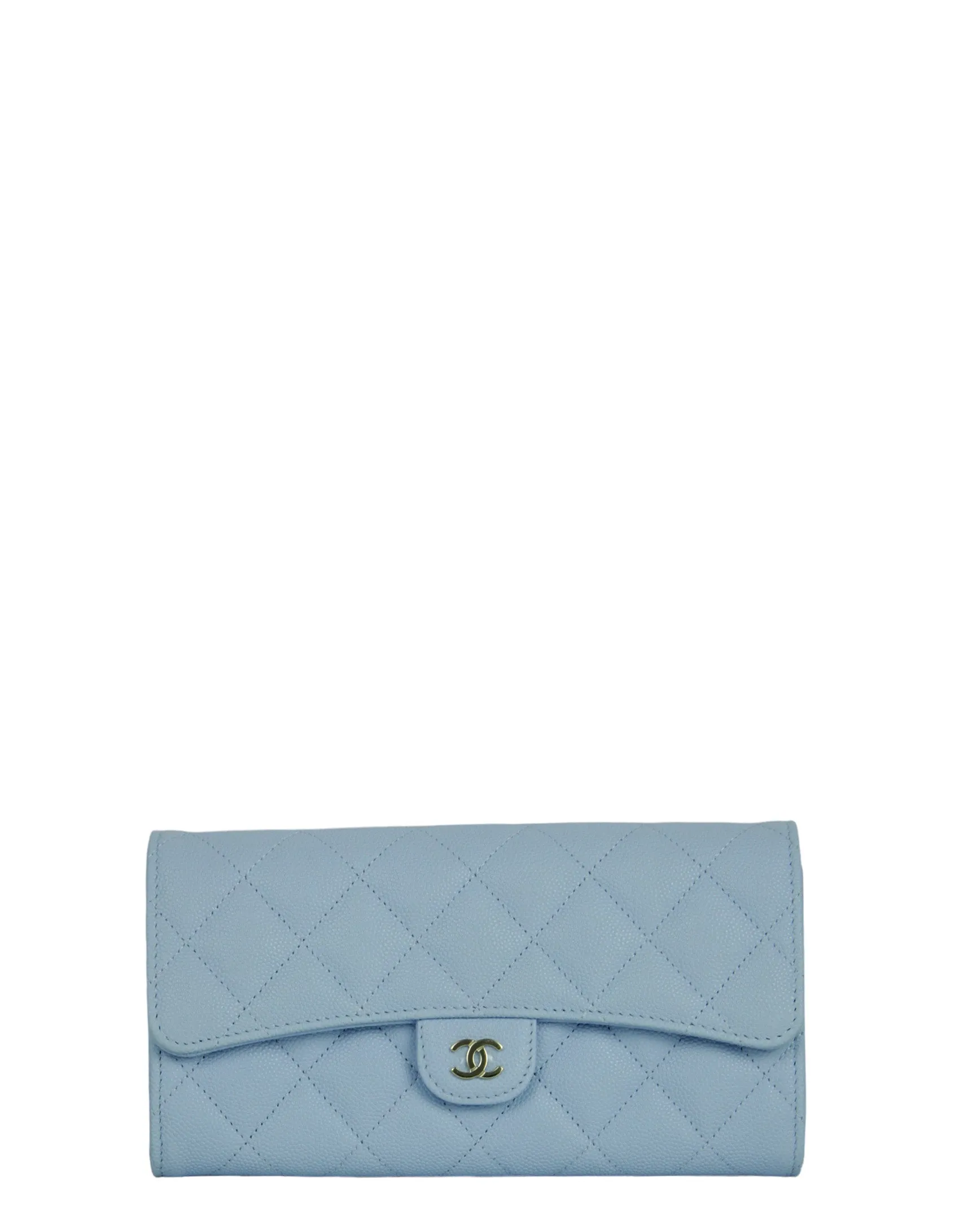Chanel Light Blue Caviar Leather Wallet
