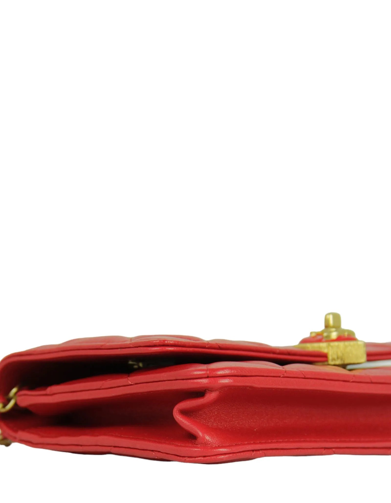 Chanel NEW Red Lambskin CC Heart WOC