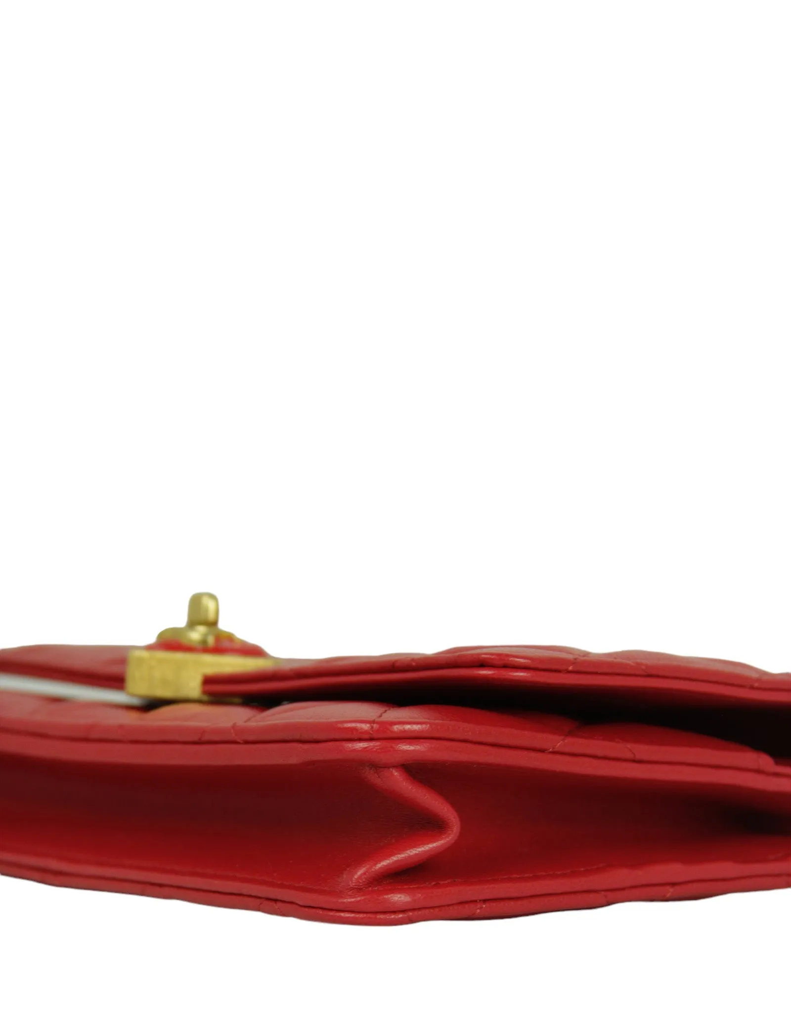 Chanel NEW Red Lambskin CC Heart WOC