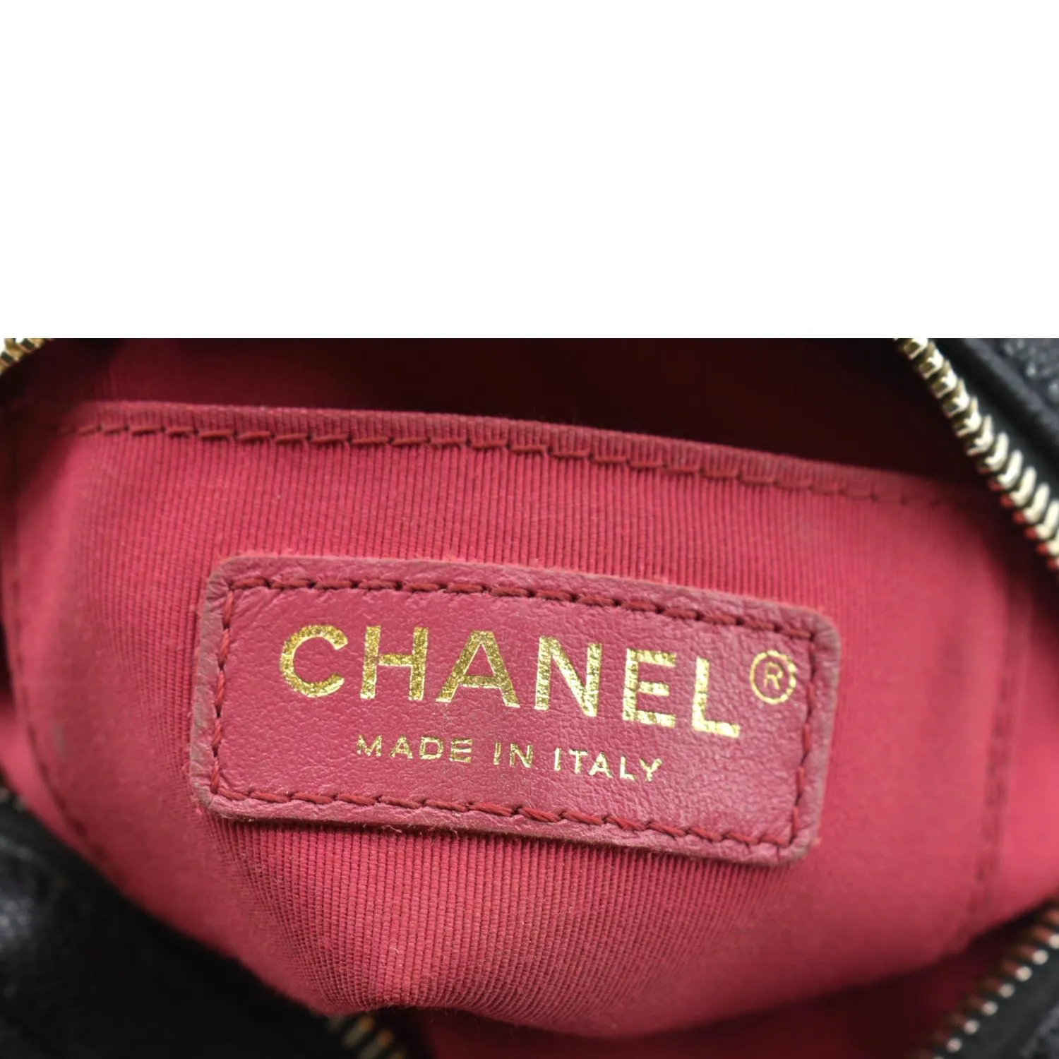 CHANEL Round Quilted Caviar Leather Clutch Crossbody Bag Black