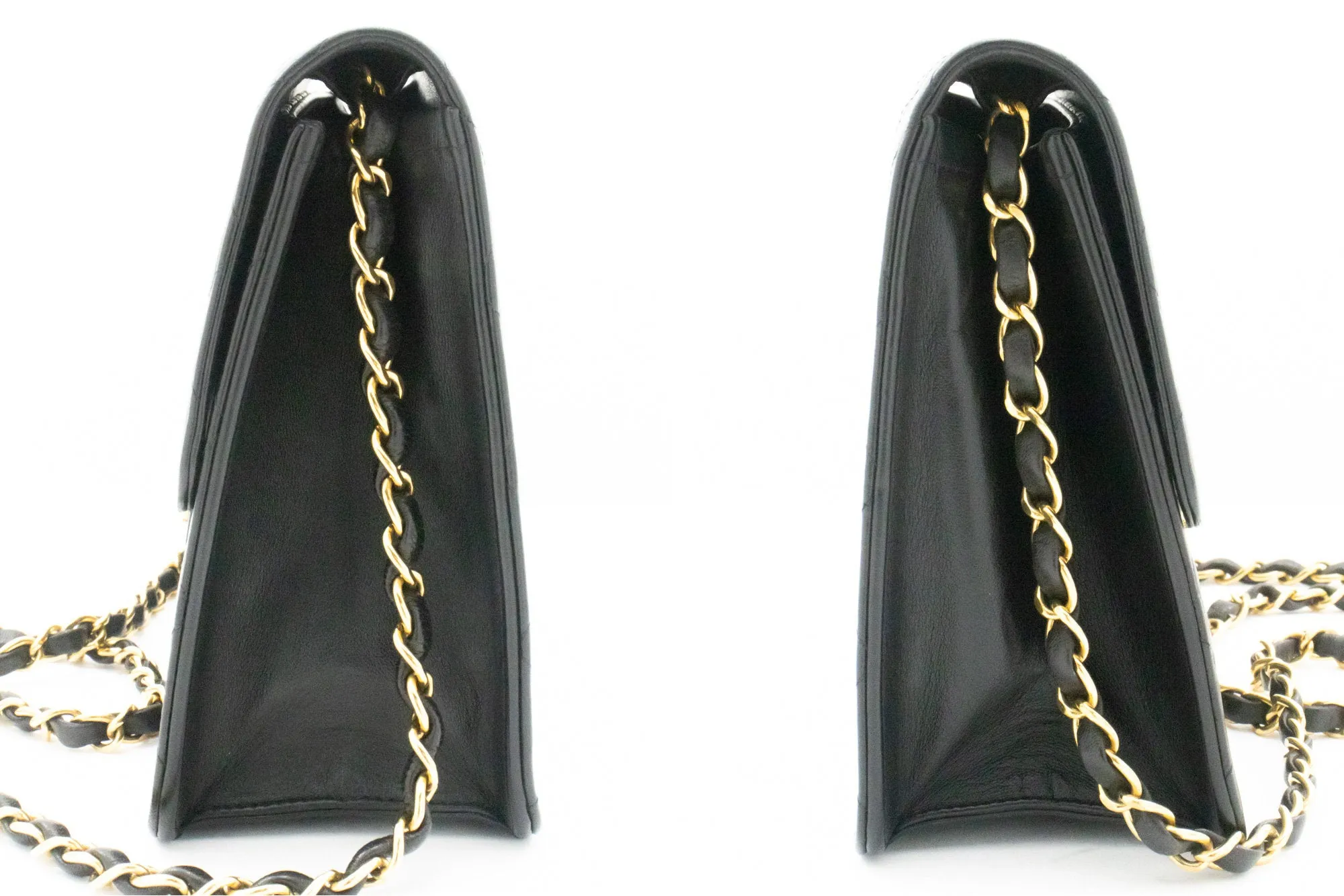CHANEL Small Chain Shoulder Bag Clutch Black Quilted Flap Lambskin j60
