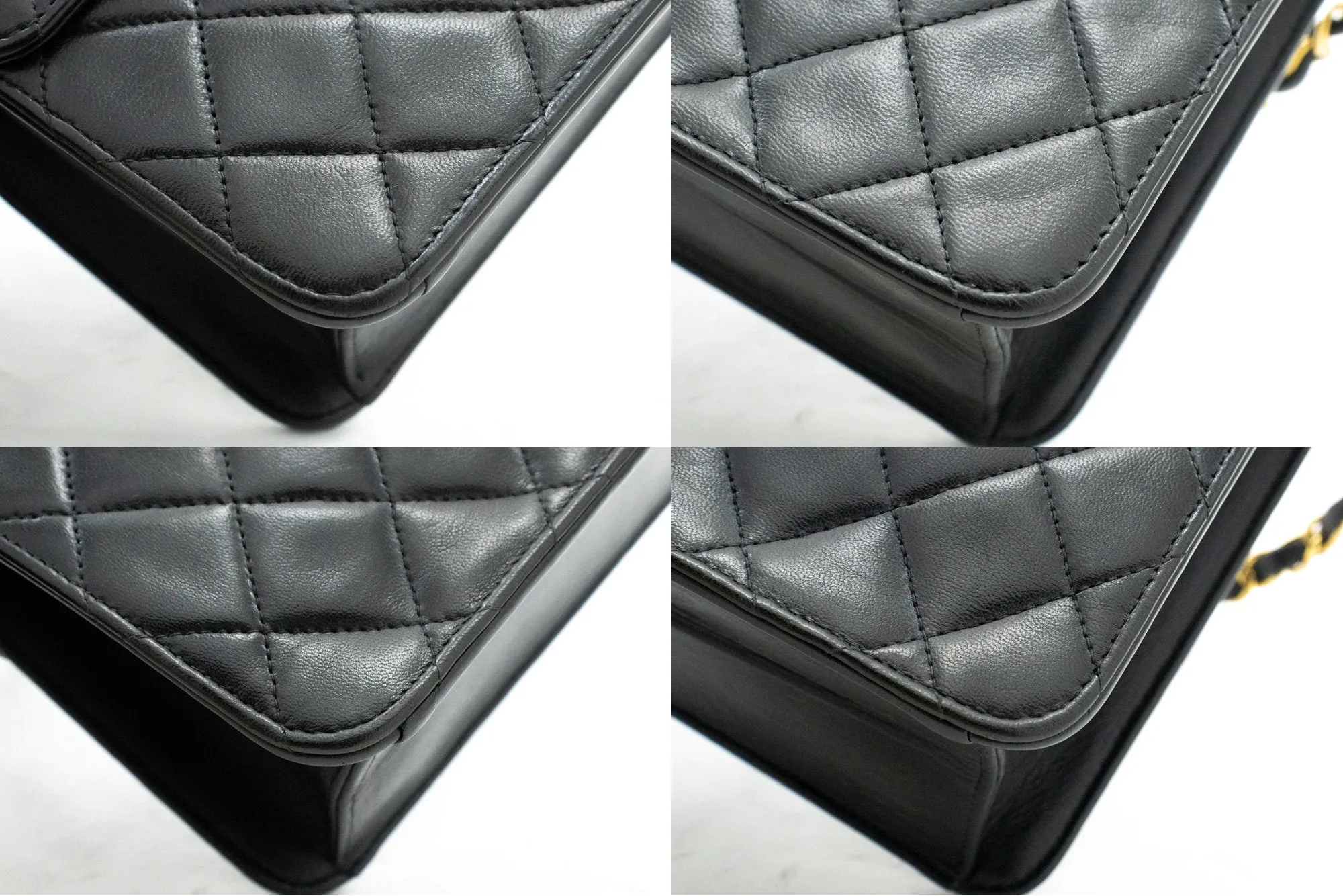 CHANEL Small Chain Shoulder Bag Clutch Black Quilted Flap Lambskin j60