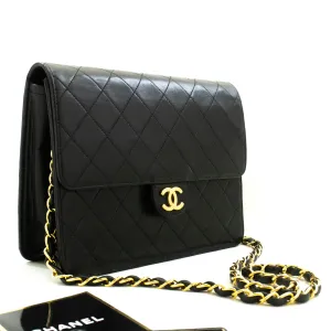 CHANEL Small Chain Shoulder Bag Clutch Black Quilted Flap Lambskin n57