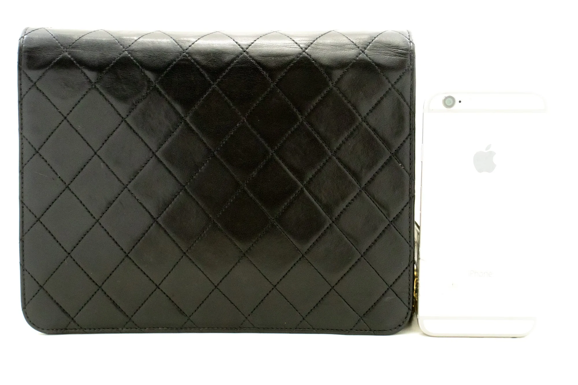 CHANEL Small Chain Shoulder Bag Clutch Black Quilted Flap Lambskin n57