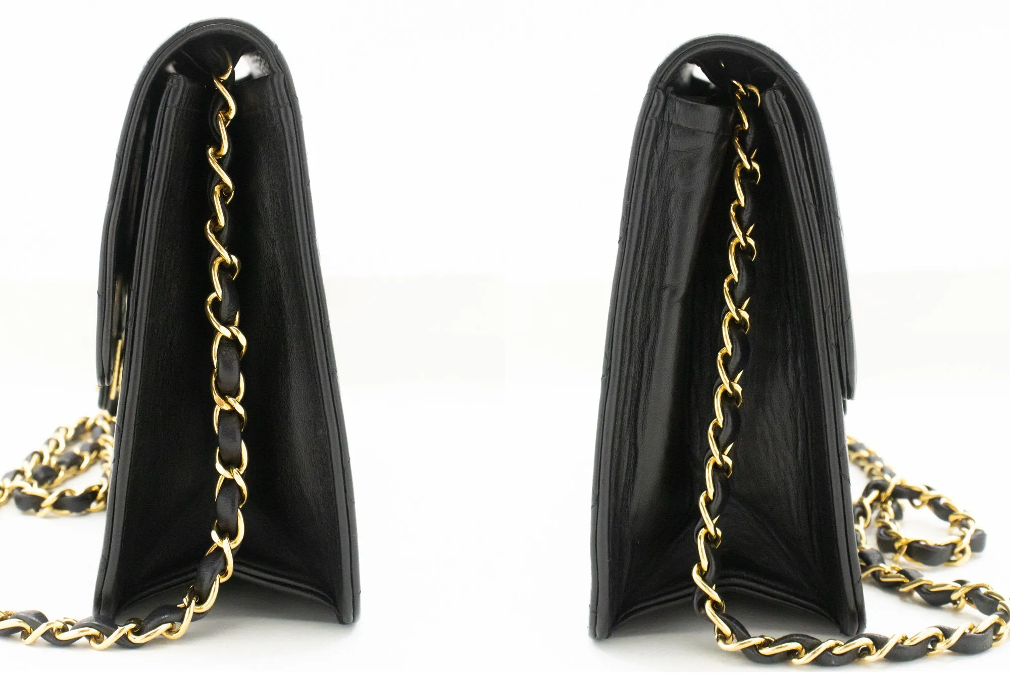 CHANEL Small Chain Shoulder Bag Clutch Black Quilted Flap Lambskin n57