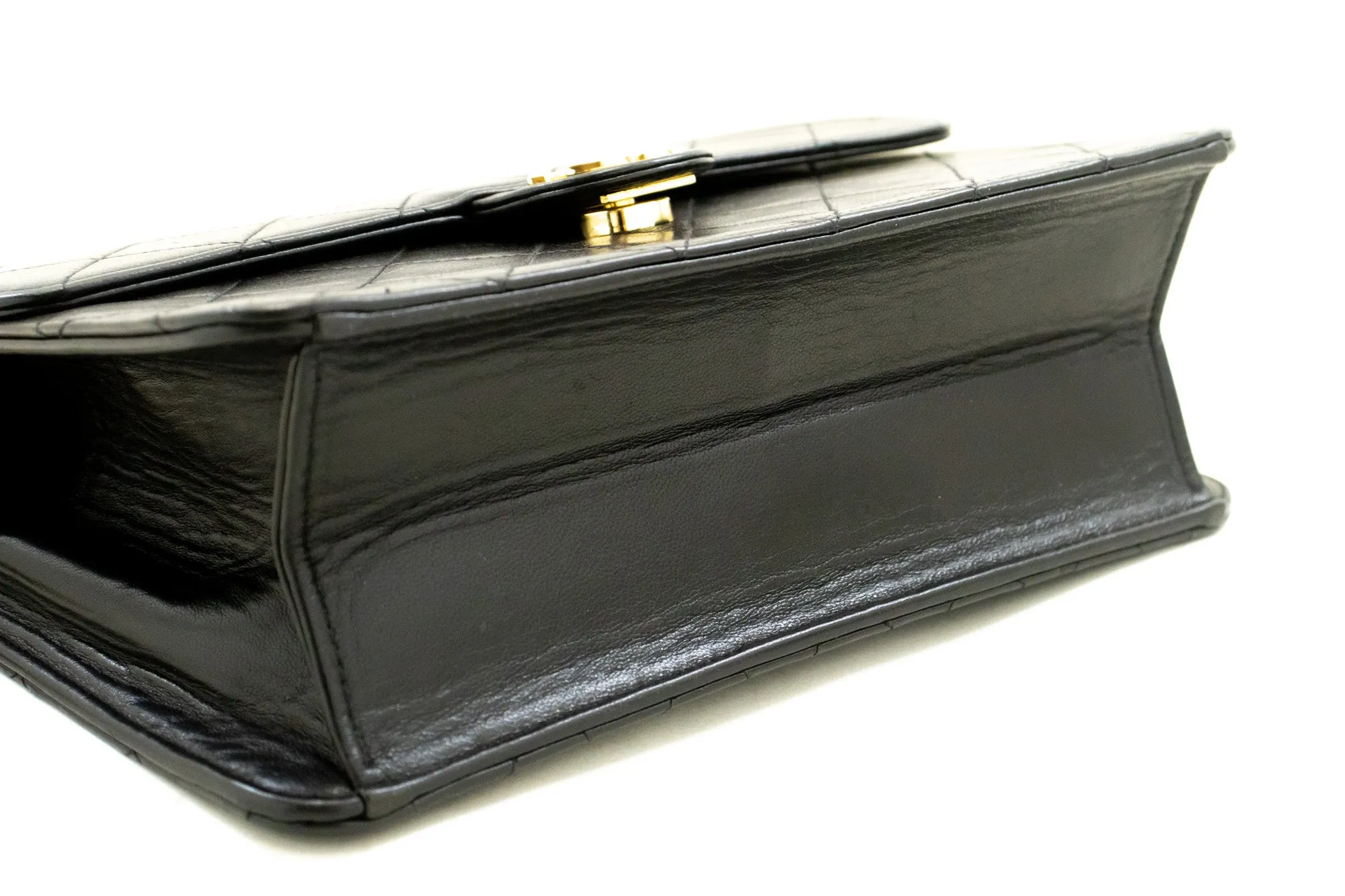 CHANEL Small Chain Shoulder Bag Clutch Black Quilted Flap Lambskin n57