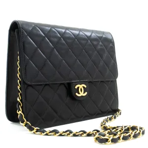 CHANEL Small Chain Shoulder Bag Clutch Black Quilted Flap Lambskin p06