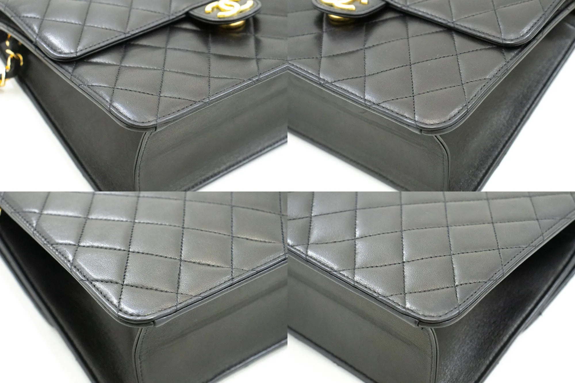 CHANEL Small Chain Shoulder Bag Clutch Black Quilted Flap Lambskin p55