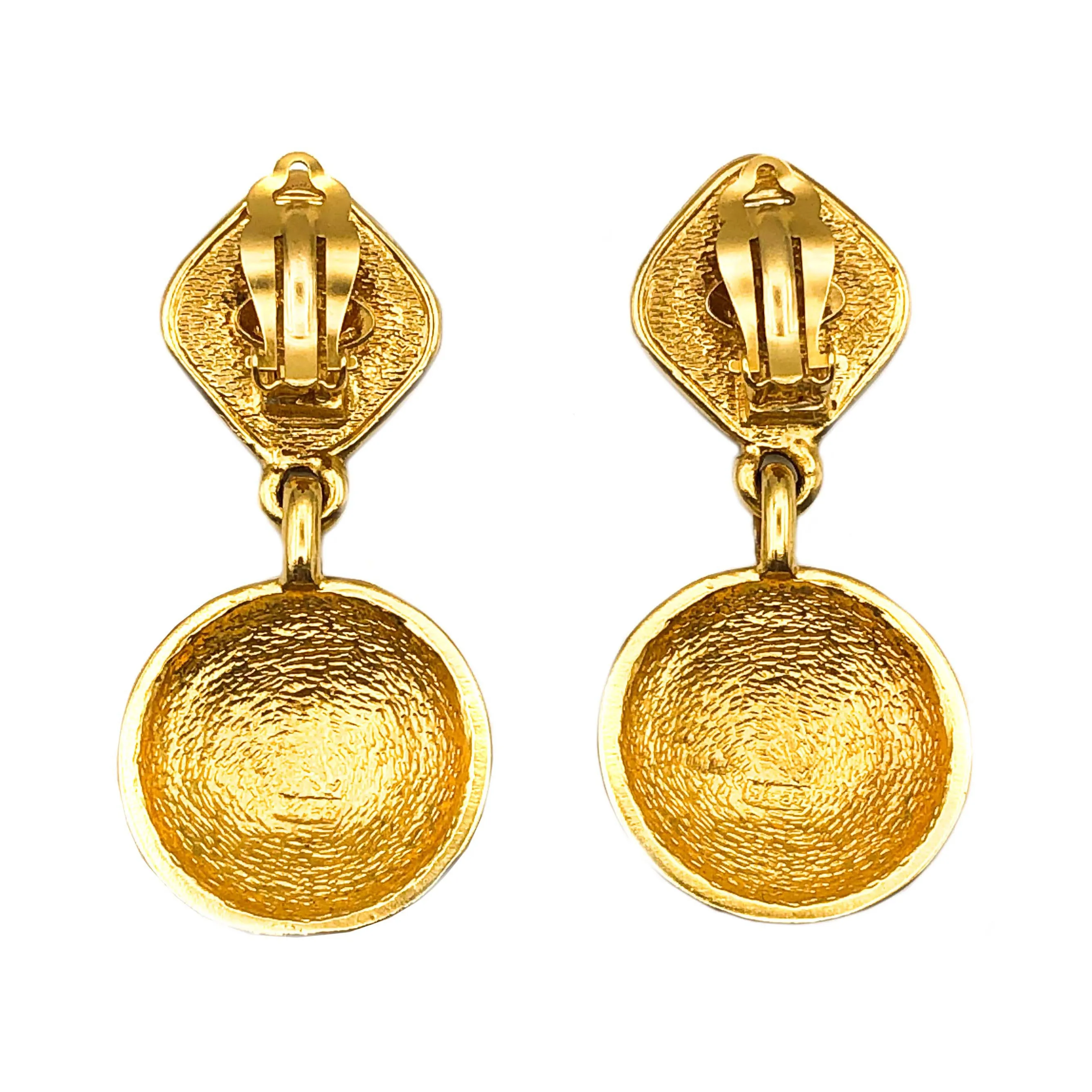 Chanel Vintage Rare Quilted Logo Earrings