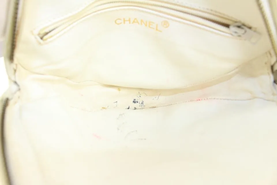 Chanel White Quilted Leather Diamond Clutch on Chain Tassel Bag 1123c30