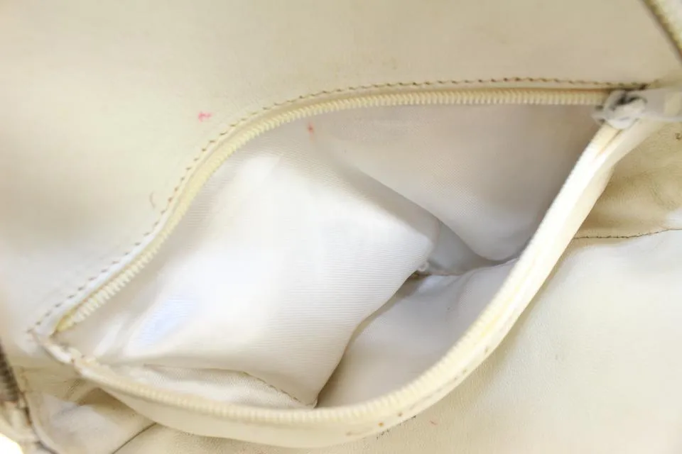 Chanel White Quilted Leather Diamond Clutch on Chain Tassel Bag 1123c30