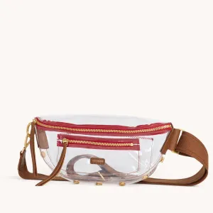 Charles Crossbody | Clear Mahogany Pebble/Brushed Gold Red Zip | Med