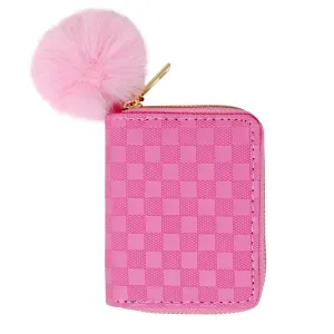 Checker Canvas Wallet: Hot Pink