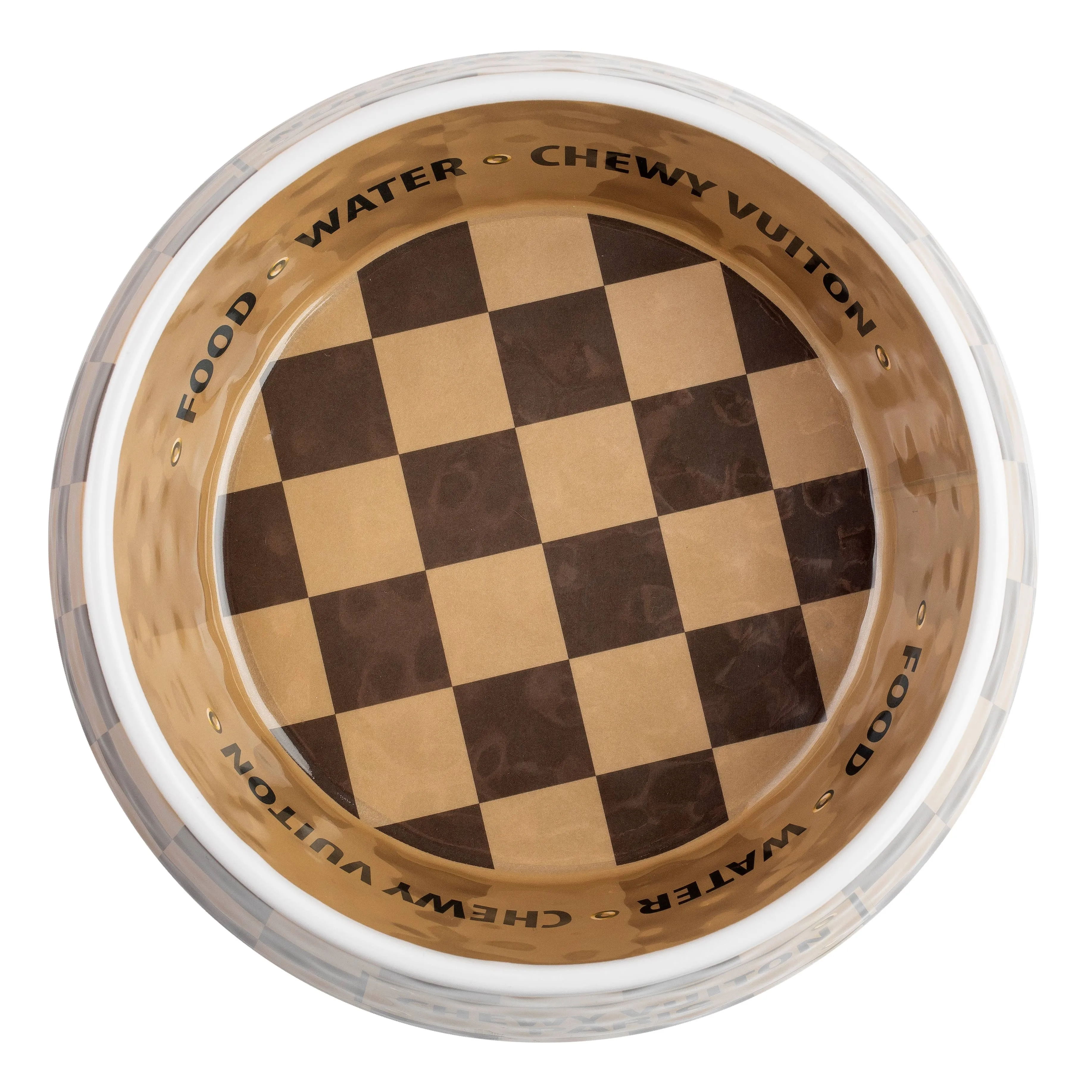 Checker Chewy Vuiton Bowl Dog Bowls  Multiple sizes to choose from.